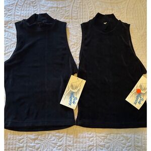 Two Body Wrappers Black Slinky Pullover Mock Neck Sleeveless Top Small NWT